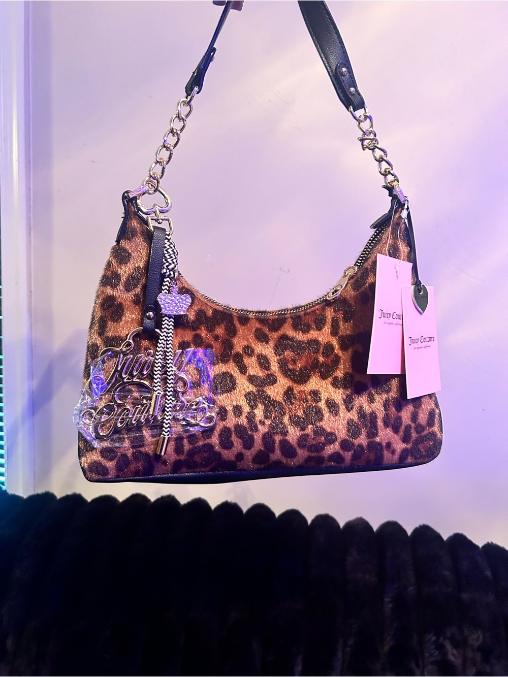 Juicy Couture Leopard Print Shoulder Bag - Brown and Black